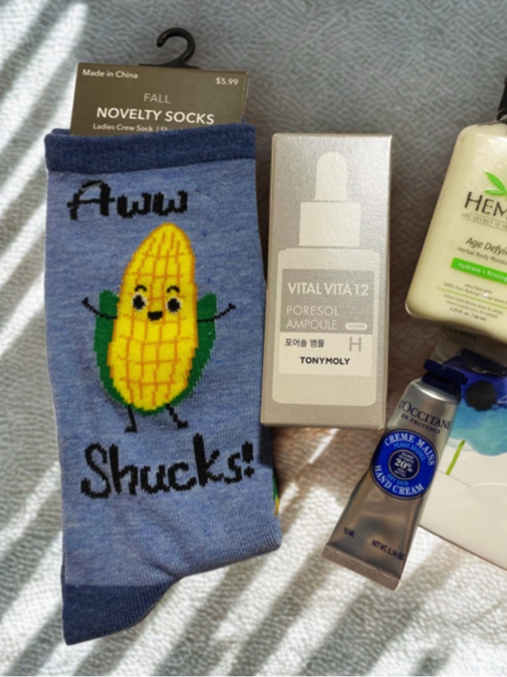 FREE w purchase Bundle Cute Blue Novelty Women’s Socks with Corn Graphic - Picture 2 of 2
